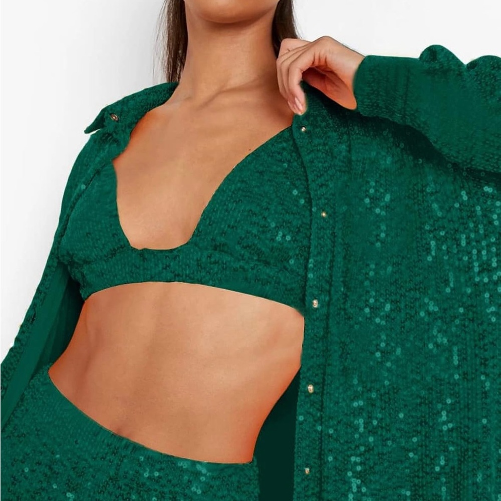 Green sparkly 2 piece set